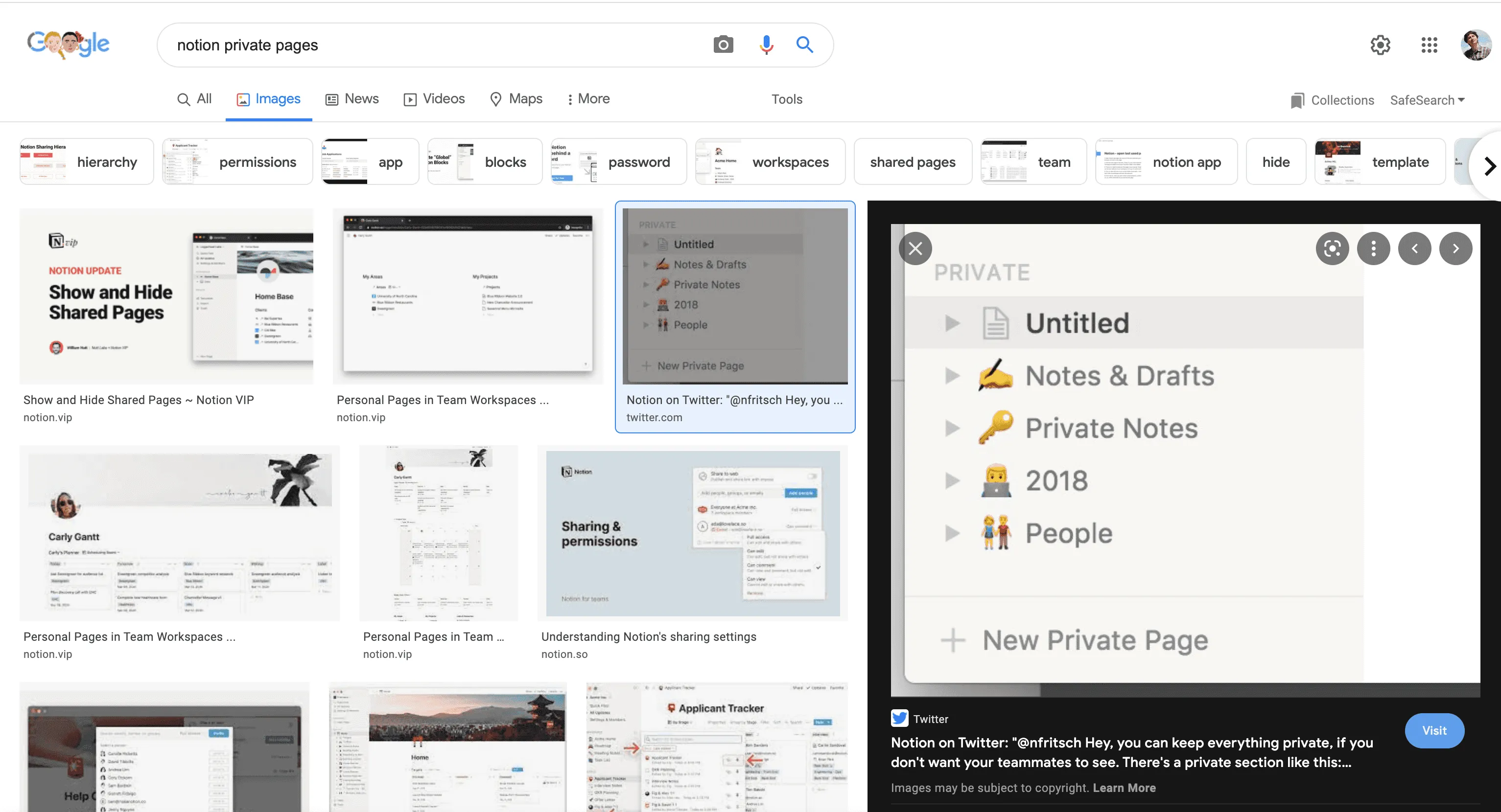 Notion has a solution for Private Documents — a special section in the left menu.