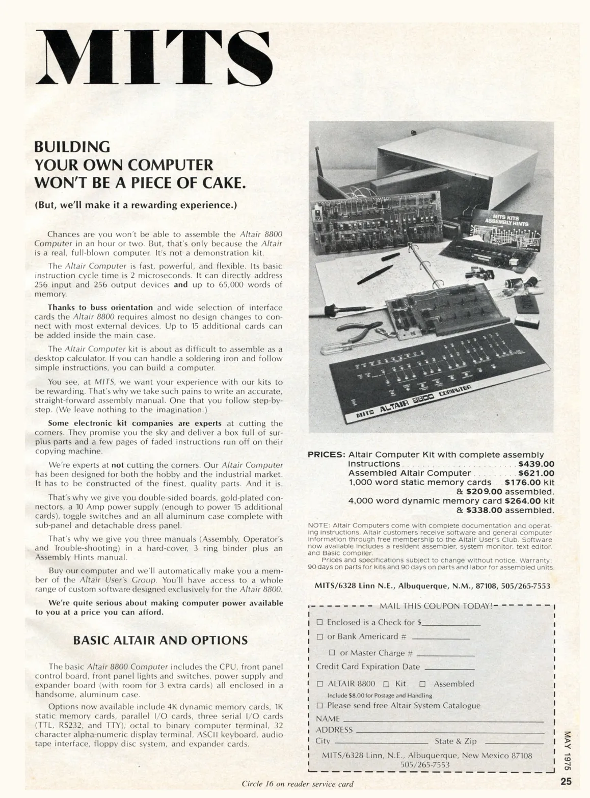 Altair 8800 (1975). Programming Altair using switches was not an easy task.