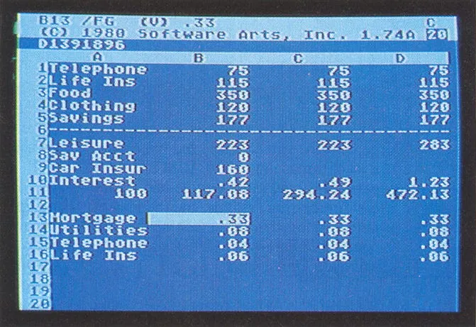 VisiCalc on Atari (1980).