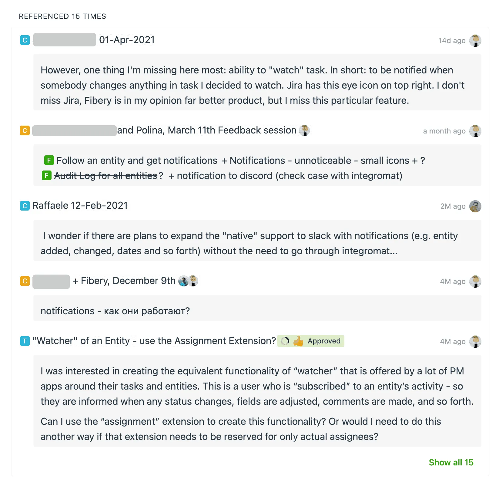 Some feedback for the "Follow an entity and get notifications" Feature