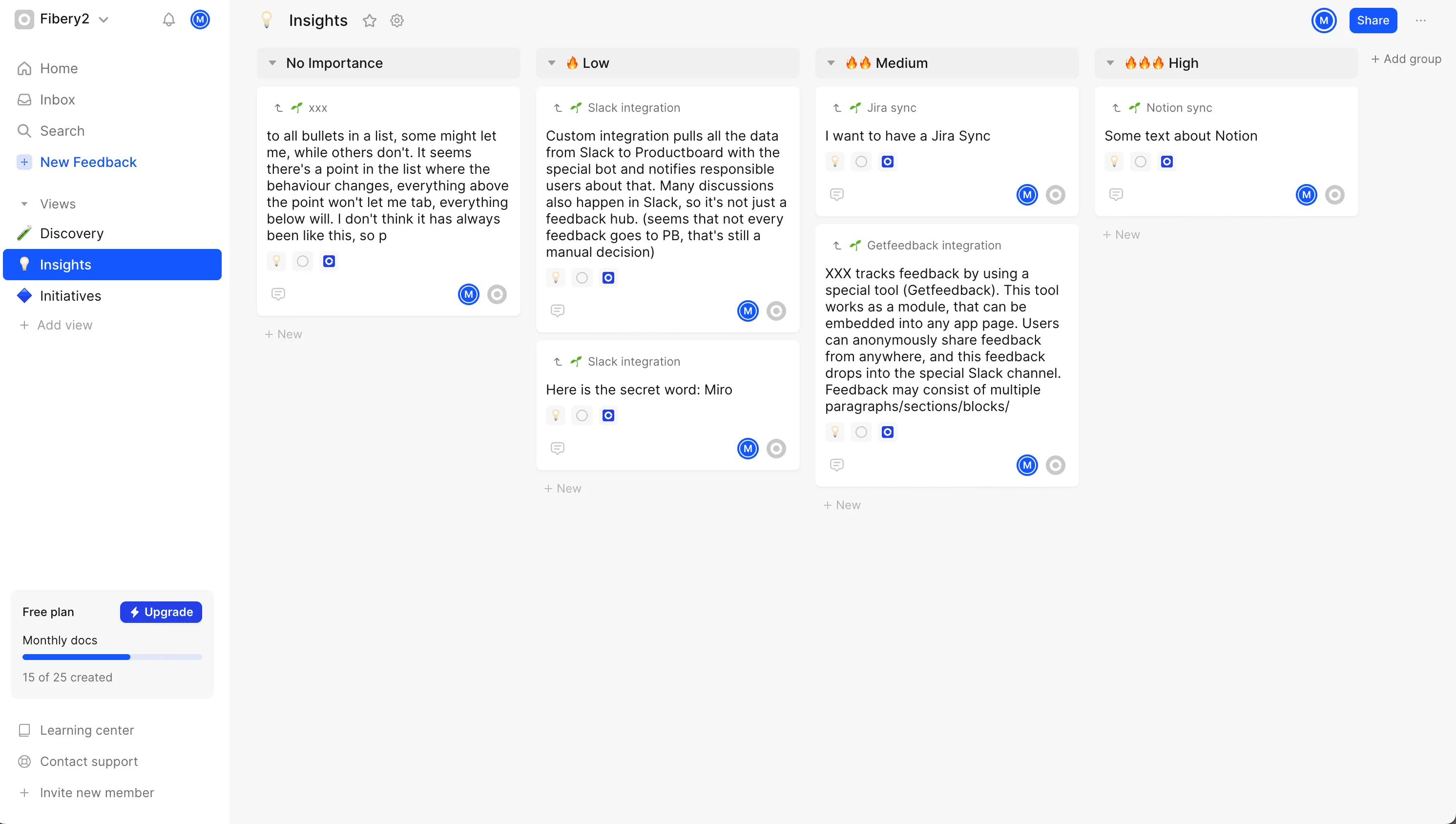 Cycle insights extracted from feedback