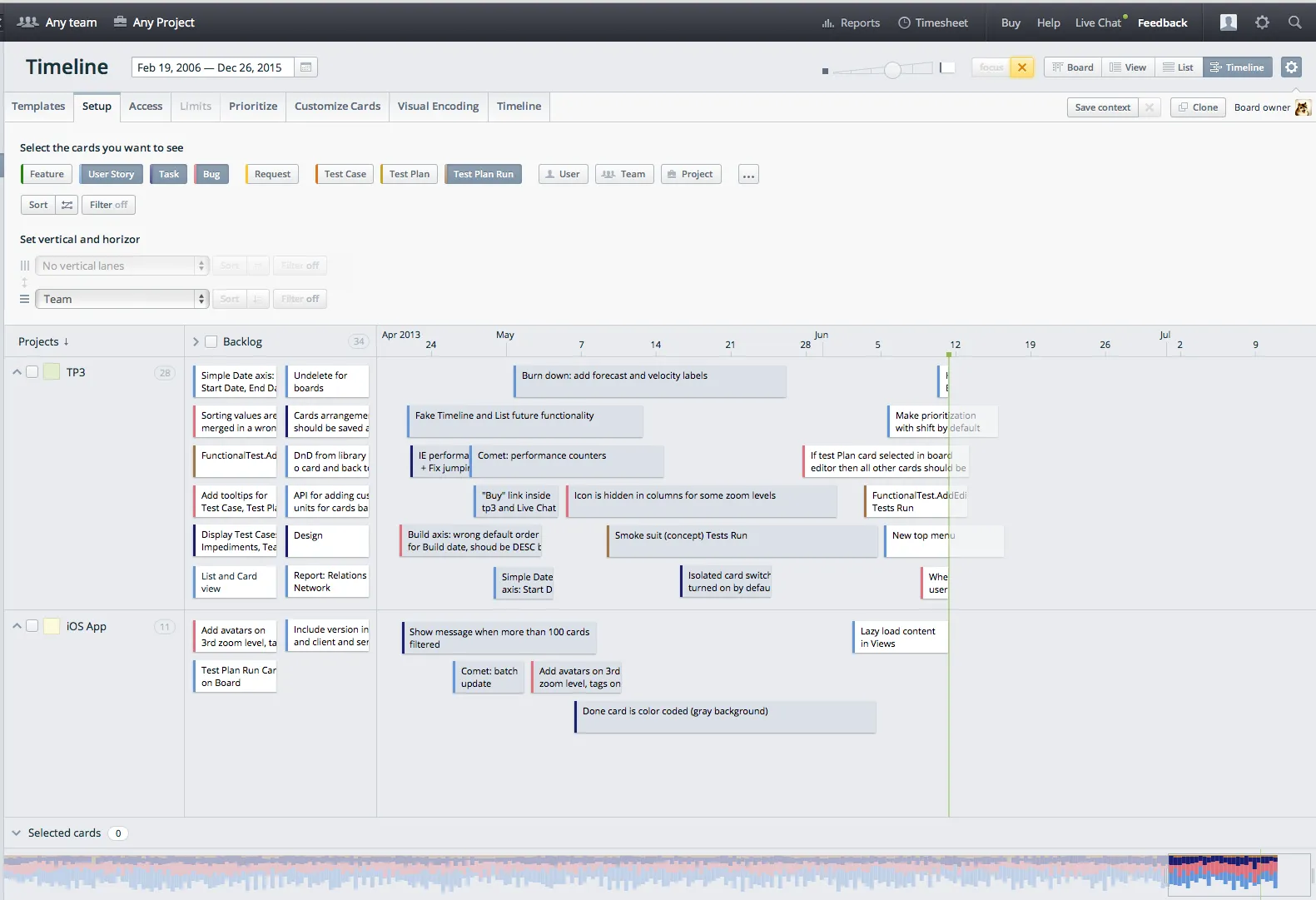 Timelines design in Targetprocess 3.