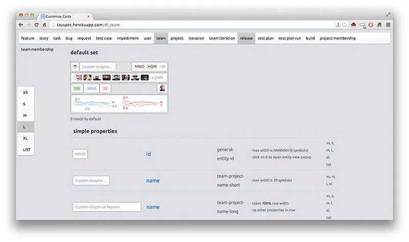 An interactive spec for the Customize Cards feature in Targetprocess 3. Clickable.